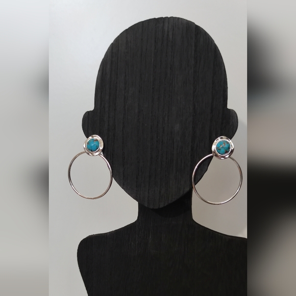 Robert Lee Morris Cabochon Gypsy Hoop SOHO Earrings - Picture 2 of 7